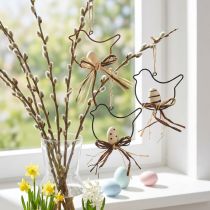 Artikel Decoratieve vogels om op te hangen zwart/naturel/roest 8,5×7,5cm 6 st