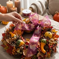 Artikel Cadeaulint esdoornbladeren paars lint herfst 40mm 15m