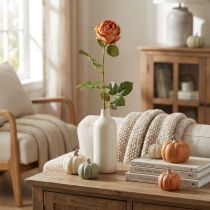 Artikel Kunstroos oranje, kunstroos, decoratieve roos L74cm Ø7cm
