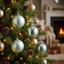 Artikel Kerstbal kunststof lichtgroen assorti Ø10cm 4 st