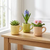 Artikel Koffiekopje, decoratieve tafeldecoratie voor een stijlvolle kamerinrichting met planten, 11 cm, 3 stuks