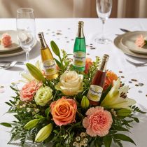 Artikel Stekker champagneflessen bruin, groen, geel 7,5cm L28,5cm 10 stuks