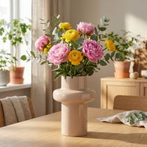 Artikel Bloemenvaas metaal bruin cappuccino emaille Ø17cm H23cm