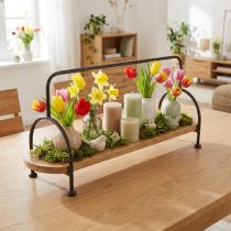 Artikel Ovale houten dienblad, langwerpig, decoratief dienblad met handvat, 49×18×26 cm