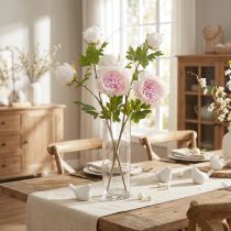 Artikel Decoratie Pioenrozen Roze 3 Bloemen Lange Steel L80cm 2st