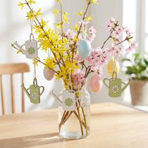 Artikel Decoratieve hanger gieter houtdecoratie naturel groen 8cm 12 st