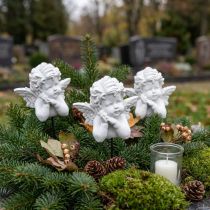 Artikel Decoratieve plug engelenfiguren grafdecoratie wit H5cm 6 st