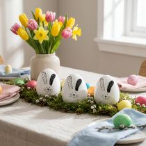 Artikel Paaseierendecoratie van keramiek met paashazendecoratie 12cm 3st