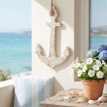 Artikel Decoratief anker hout wit geveegd houten anker om op te hangen 30,5cm