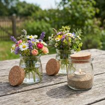Artikel Glazen Decoratie met Kurk Vintage Helder Natuurlijk Ø7cm H8cm 6 st