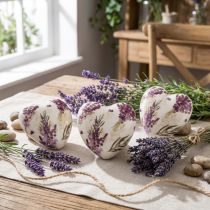 Artikel Hartdecoratie Keramiek Decoratie Lavendel Tafeldecoratie Steengoed 8,5cm 3st