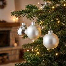Artikel Kerstbol glas Ø6cm zilvermix 24 st