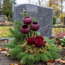 Artikel Bell Cup op steel droge decoratie rouwbloemwerk wijnrood 15 stuks
