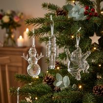 Artikel Kerstfiguren winterdecoratie om op te hangen transparant H10cm 3st