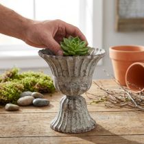 Artikel Kop grijs antiek look Ø12cm H13.5cm