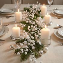 Artikel Sneeuwbalslinger winterdecoratie wit glitter L125cm