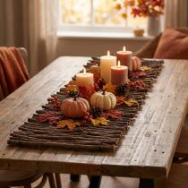 Artikel Houten tafelloper met decoratieve takken, naturel bruin, 89 x 20,5 cm