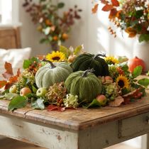 Artikel Herfstdecoratie pompoen, lichtgroen, groen, donkergroen, Ø13cm, 3 stuks