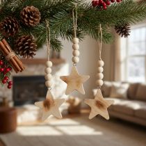 Artikel Houten sterdecoratie decoratieve hanger houten sterdecoratie gebrand 8×8×1cm