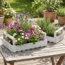 Artikel Bloembak Shabby Chic plantenbak hout wit 38/31cm set van 2
