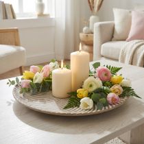 Artikel Decoratief bord rond wit bruin groeven tafeldecoratie Ø35cm H3cm