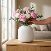Artikel Bloemenvaas, keramische vaas, decoratieve vaas wit Ø22cm H22,5cm