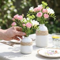 Artikel Bloemenvaas witte keramische zeegras tafelvaas H10,5cm 2 stuks