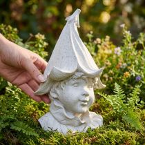 Artikel Decoratief kabouterhoofdje voor stijlvolle tuin- en woonkamerdecoratie, grijs, 30 cm
