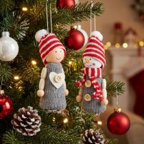 Artikel Kerstdecoratie figuren 10cm grijs, rood 6st
