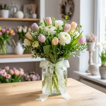 Artikel Organza lint, bloemenmotief, cadeaulint, groen, 25 mm, 18 m