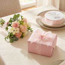 Artikel Organza lint, bloemen cadeaulint, roze, 25 mm, 18 m