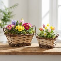 Artikel Plantenbak, decoratieve mand, vierkant, natuurlijke kleuren 21 × 16/16 × 13cm, set van 2