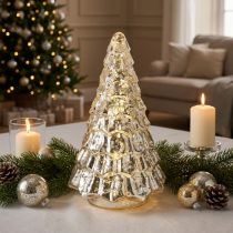 Artikel Mini kerstboom met ledverlichting, zilver en goud, 28 cm