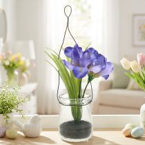 Artikel Iris sering in een glas om op te hangen H21.5cm
