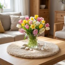 Artikel Imitatiebont decoratieve bont ronde tafelloper bonttapijt beige Ø38cm