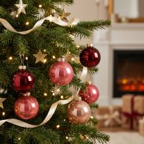 Artikel Kerstballenset, glanzende feestelijke decoratie, 6 cm, 24 stuks