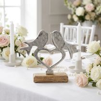 Artikel Hartdecoratie om te plaatsen met vogeldecoratie bruiloft 16,5×19,5cm