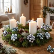 Artikel Mini glazen kerstboomballen, gespiegelde bessen, blauwe tinten, 25 mm, 140 stuks