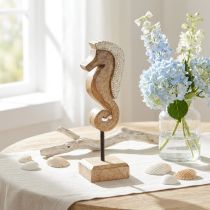 Artikel Mangohouten decoratie zeepaardje met parels tafeldecoratie maritiem 20cm