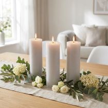 Artikel Conische kaarsen, effen kleur, lichtgrijs, 22×240 mm, 12 stuks