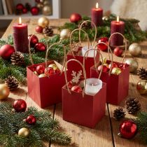 Artikel Papieren zakjes rood met hengsel cadeauzakjes 10,5×10,5cm 8 stuks