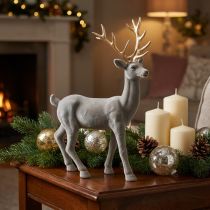 Artikel Decoratief hert decoratief figuur decoratief rendier gevlokt grijs H46cm