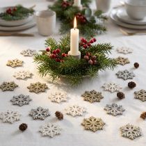 Artikel Sneeuwvlokken hout glitter mix Ø2cm 144st