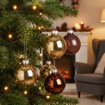 Artikel Kerstballen goudbruin mix glazen bollen Ø7,5cm 12 st