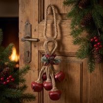 Artikel Kerstdecoratie, rode bellen met strik, 51cm, feestelijke decoratie, kerstversiering, deurkrans
