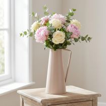 Artikel Decoratieve metalen vaas, sierkan, roze, conisch, vintage bloemenvaas, 38cm
