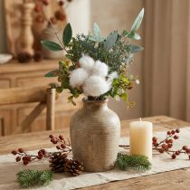 Artikel Kunstboeket, groen en wit, winterdecoratie, 33 cm, kunstmatig