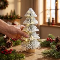 Artikel Mini kerstboom verlicht met LED-spar en sneeuw 28cm