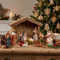 Artikel Kerststalfiguren set 11 kleurrijke figuren met de hand beschilderd 3,5-9,5 cm