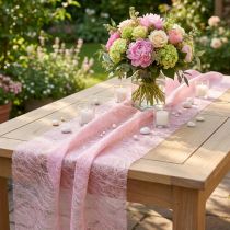 Artikel Deco fleece tafelloper Sizoweb roze 30cm 25m